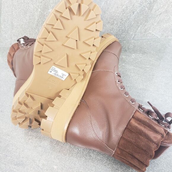 Schutz Ankle Boots 10 B Brown Leather Hiker Lace Up Sutton Booties - Picture 5 of 12